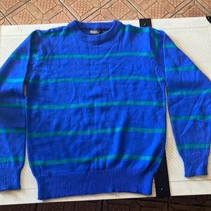 Townsley VINTAGE Size Large Blue And Green Horizontal Striped Sweater.
